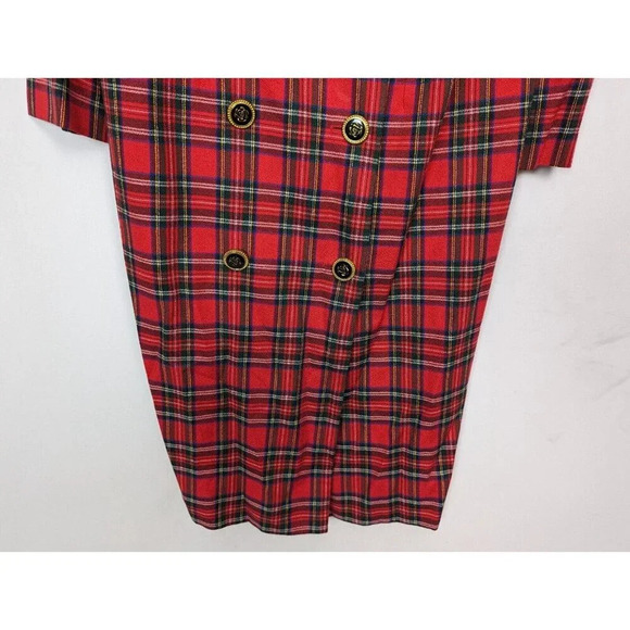 80s Talbots 8 ALBERT NIPON EXECUTIVE DRESS Double Breast Button Plaid Old Money - Picture 8 of 13